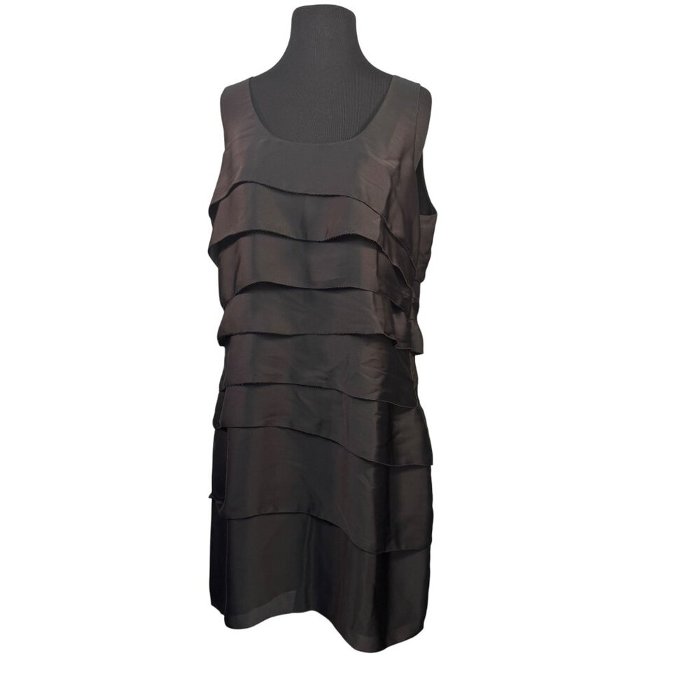 Michael Michael Kors Womens Size 14 Tiered Ruffle Black Sleeveless Dress